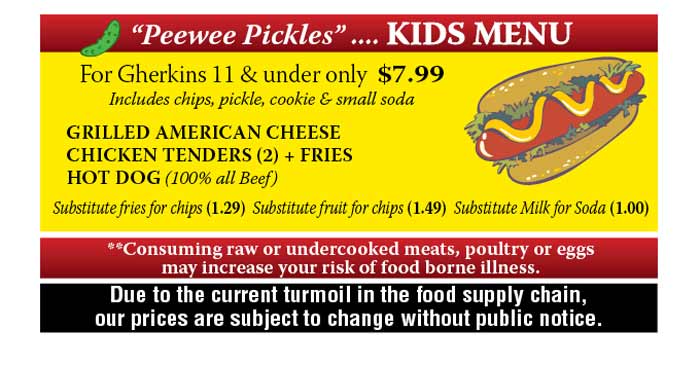 pickles plus kids menu