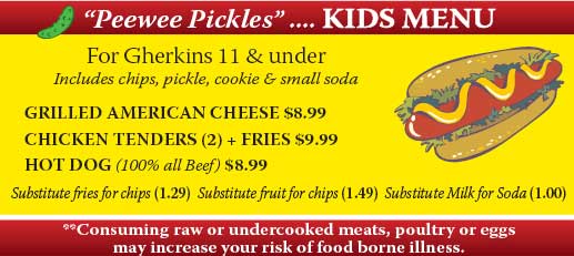 pickles kids menu
